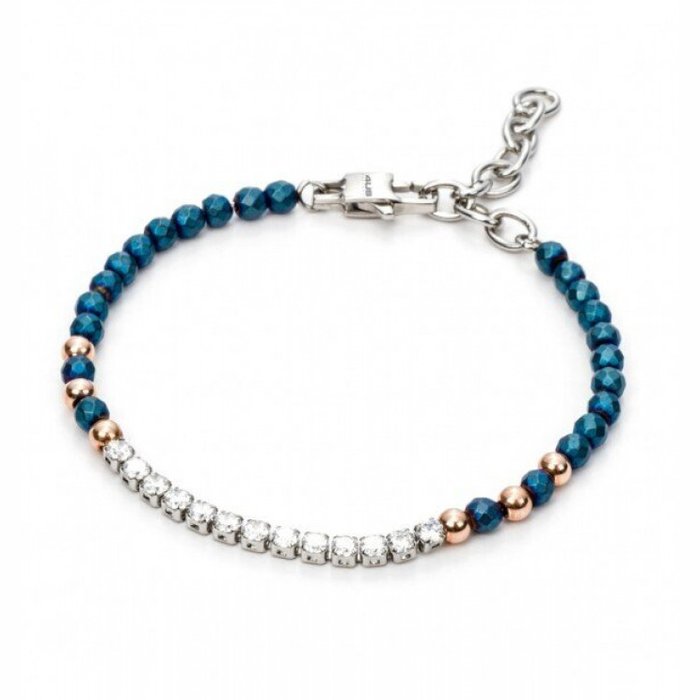 Bracciale maglia grani sfaccettati e zirconi bianchi