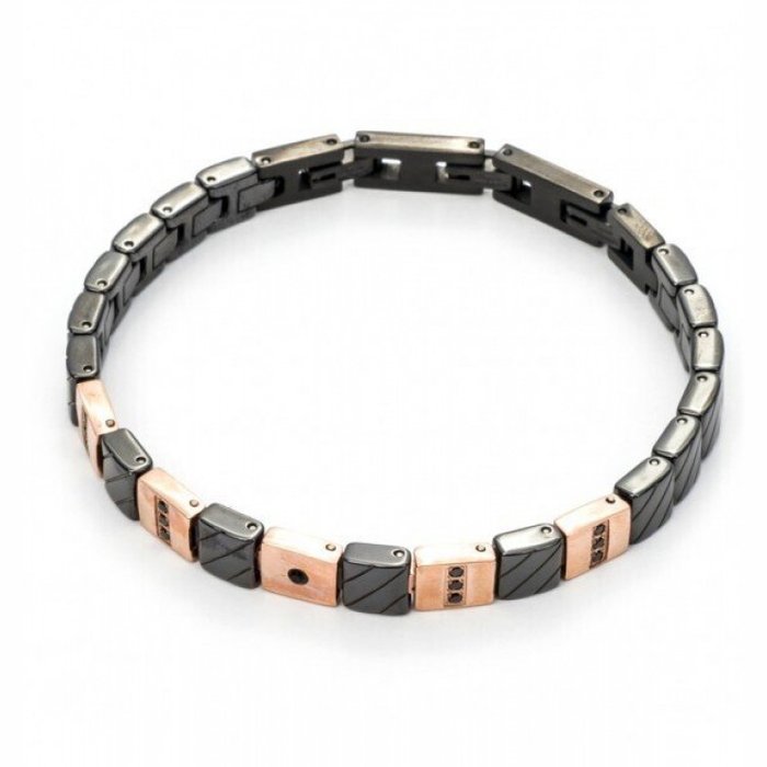 Bracciale maglia tessere brunito