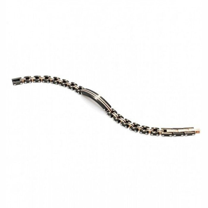 Bracciale brunito maglia piatta con piastra