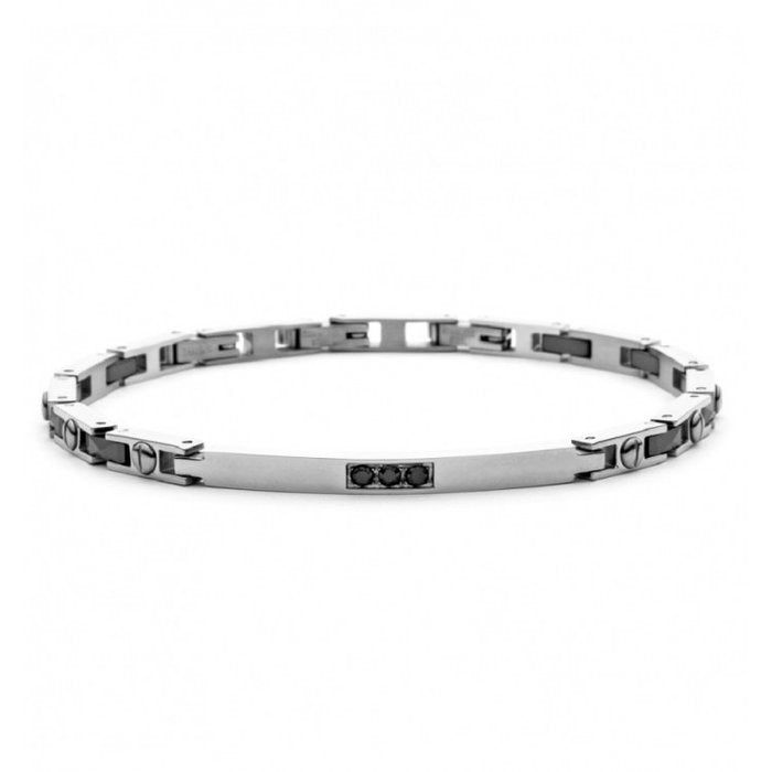 Bracciale maglie e ceramica nera