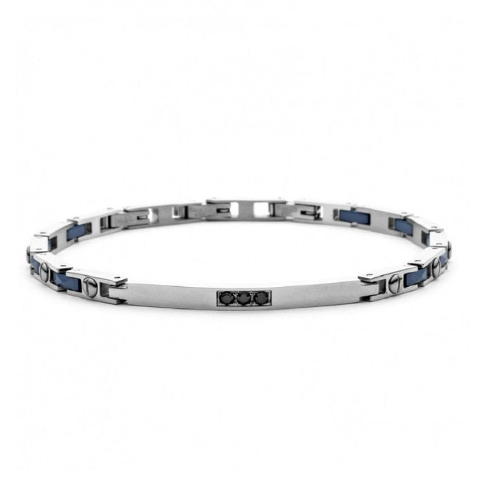 Bracciale maglie e ceramica blu