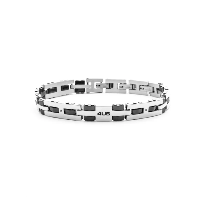 Bracciale maglie e ceramica nera