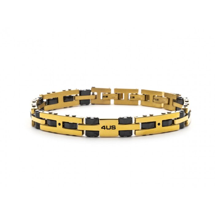 Bracciale maglie e ceramica nera