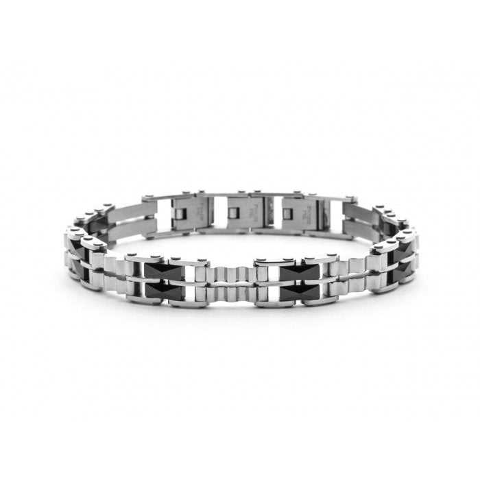 Bracciale maglie e ceramica nera