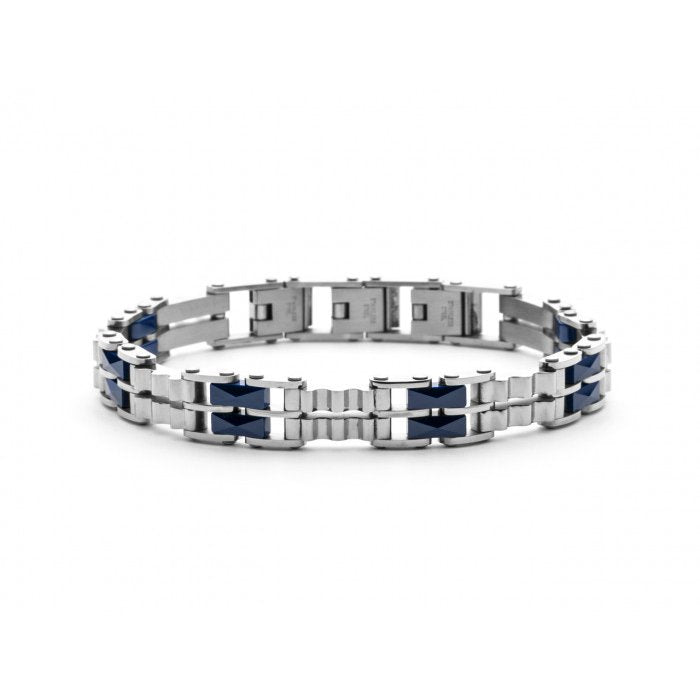 Bracciale maglie e ceramica blu