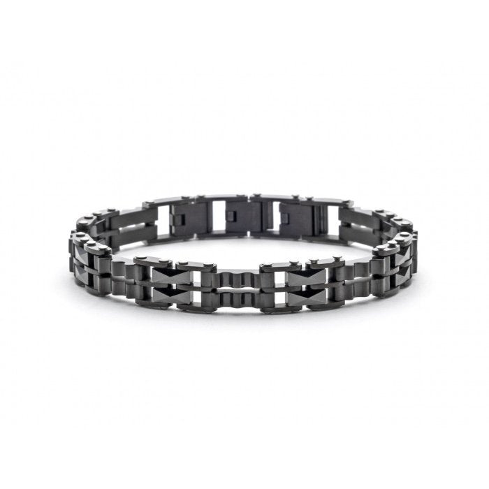 Bracciale maglie e ceramica nera