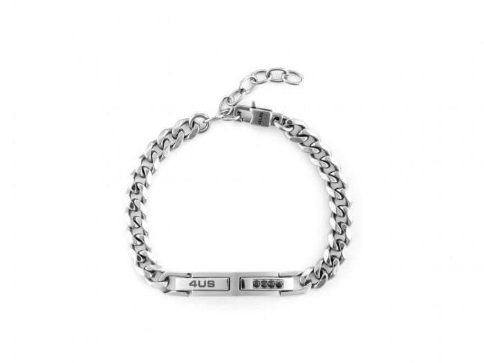 Bracciale acciaio targa zirconi neri