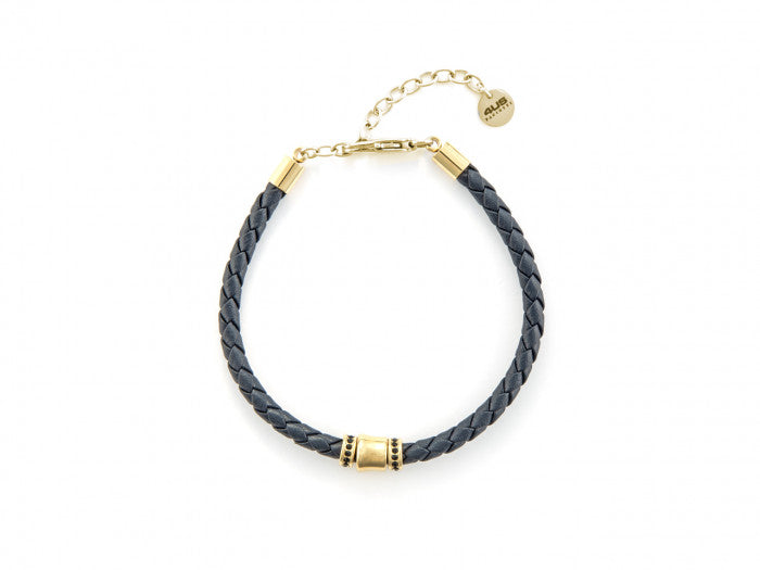 Blue leather bracelet