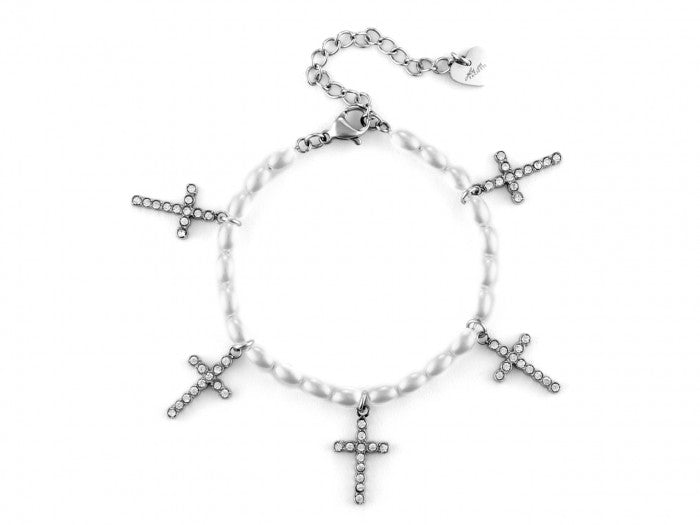 Bracciale perle e croci