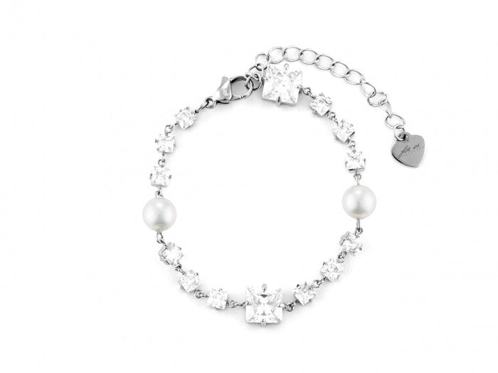 Zirconia and pearl bracelet
