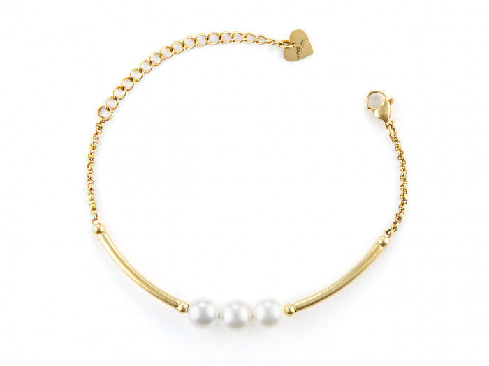 Semi-rigid bracelet and pearls