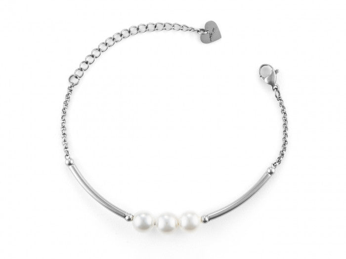 Semi-rigid bracelet and pearls