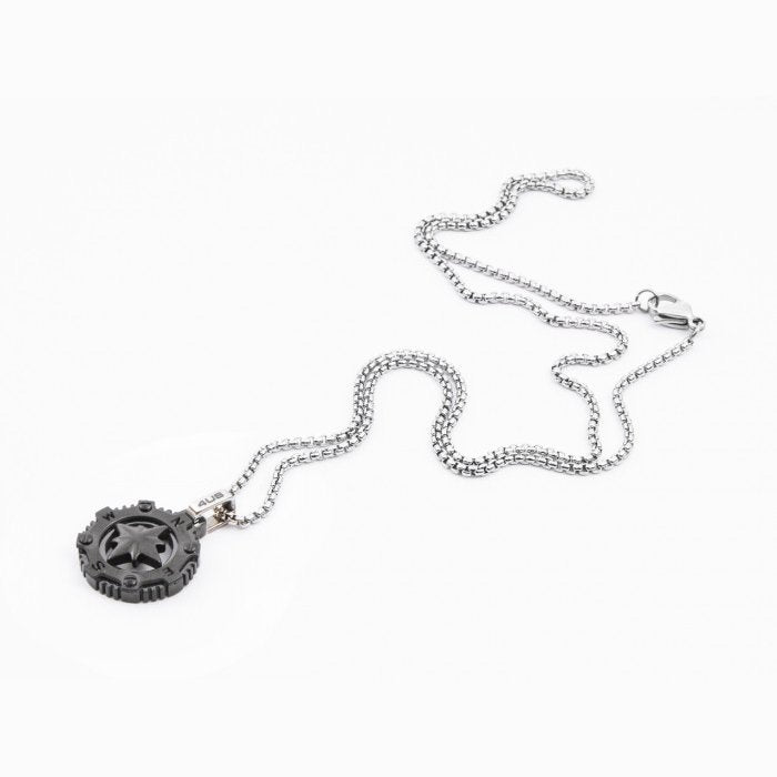 Black Compass Pendant Necklace