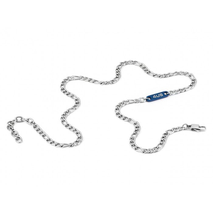 Collana maglia piatta con inserto blu