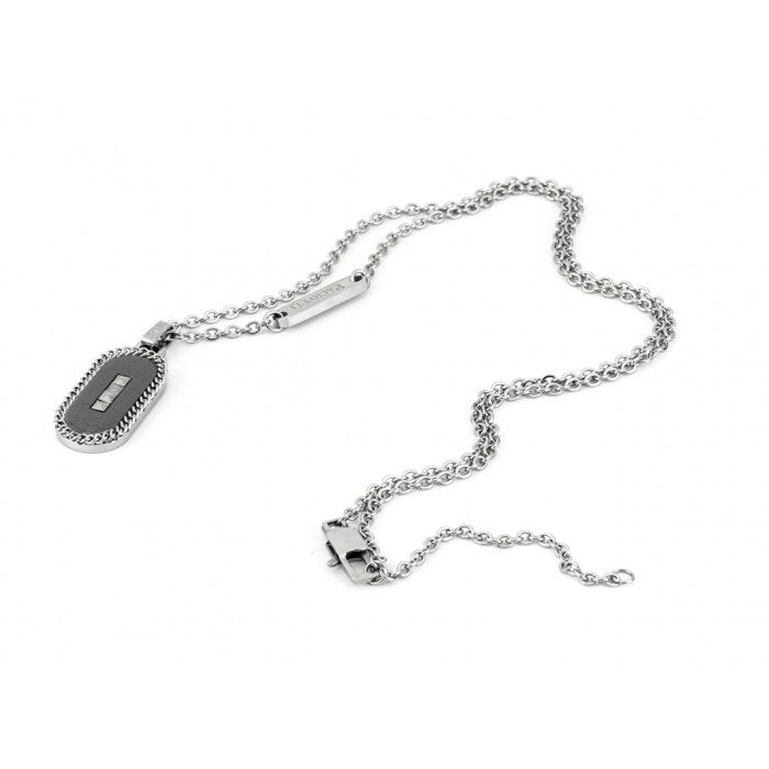 Collana pendente piastra pvd nero con borchie