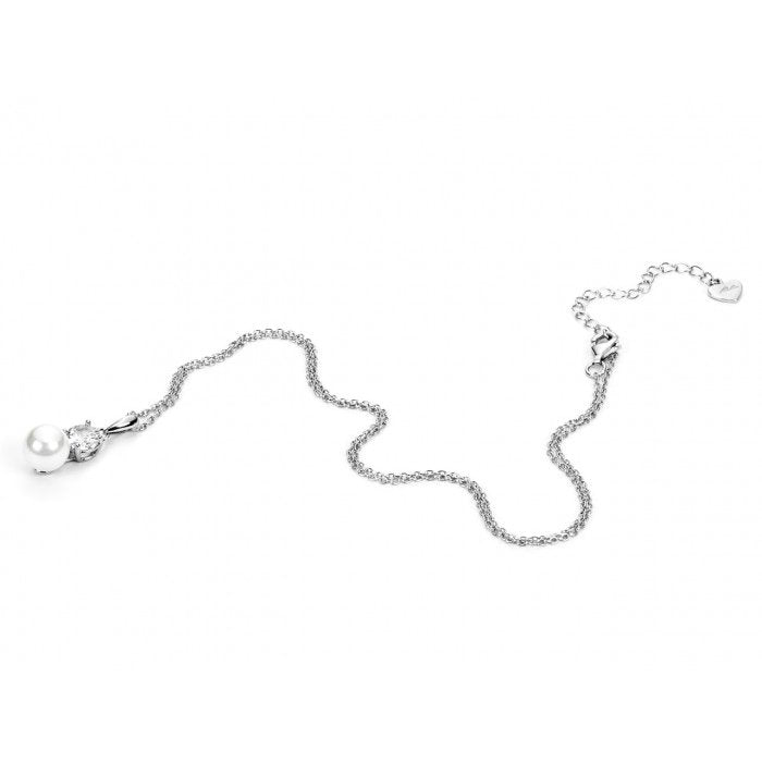 Collana pendente perla 8mm e zircone