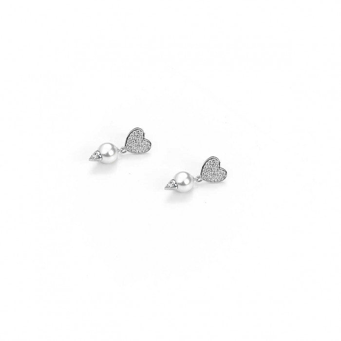 Orecchini pendenti cuore strass