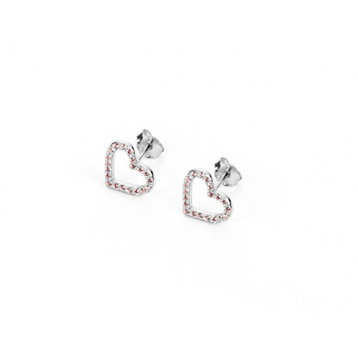 Orecchini cuore zirconi rosa