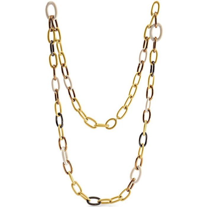 Collana in bronzo giallo marrone e nero