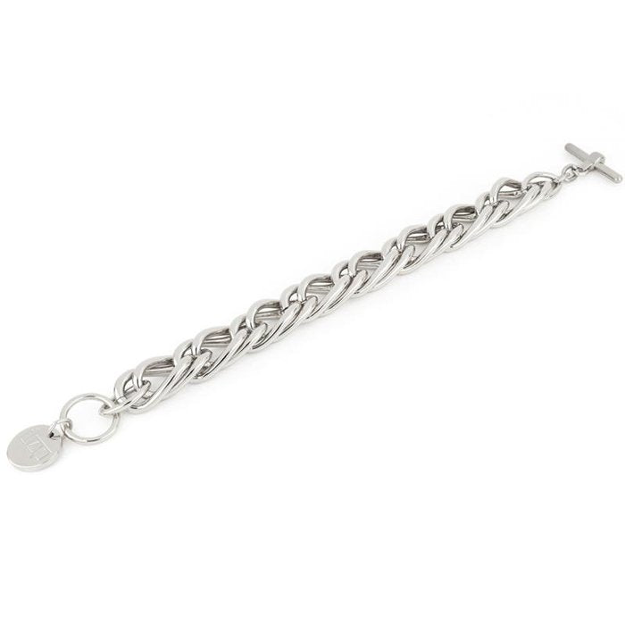 Bracciale in bronzo argentato con catena spiga