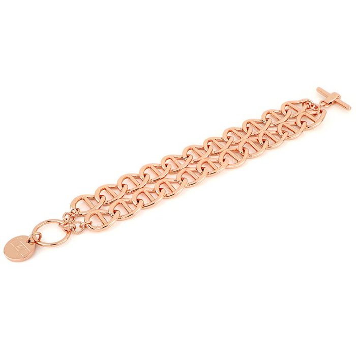 Bracciale Traversino in bronzo dorato rosa