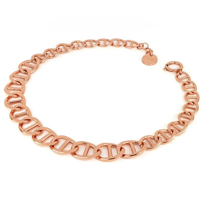 Collana Traversino in bronzo dorato rosa