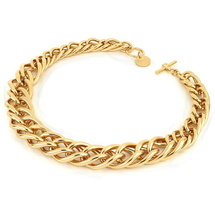 Collana catena spiga in bronzo dorato lucido