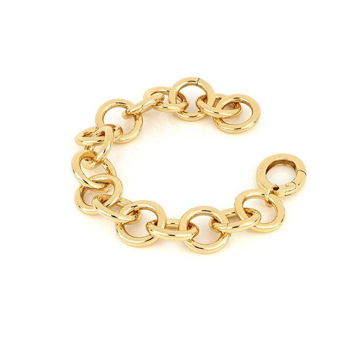 Bracciale catena tonda in bronzo dorato lucido