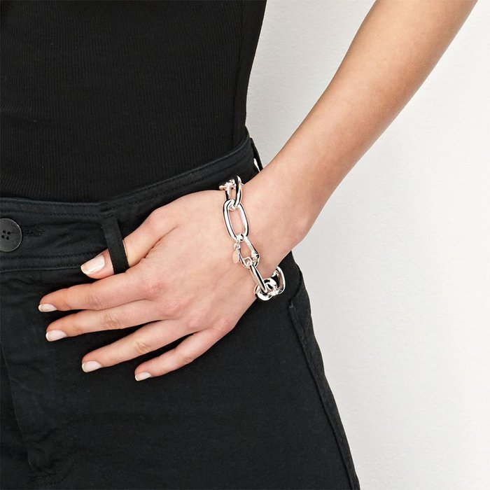 Bracelet chaîne forzatina en bronze argenté poli