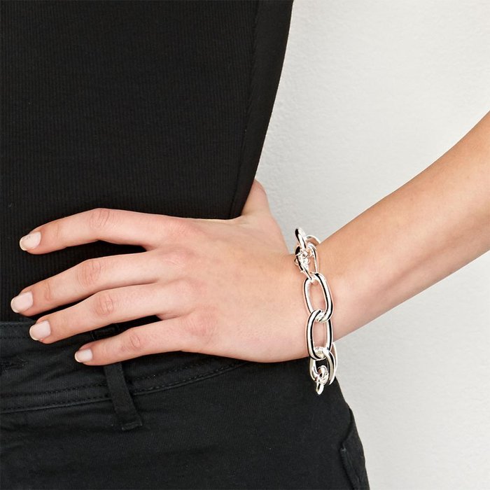 Bracelet chaîne forzatina en bronze argenté poli