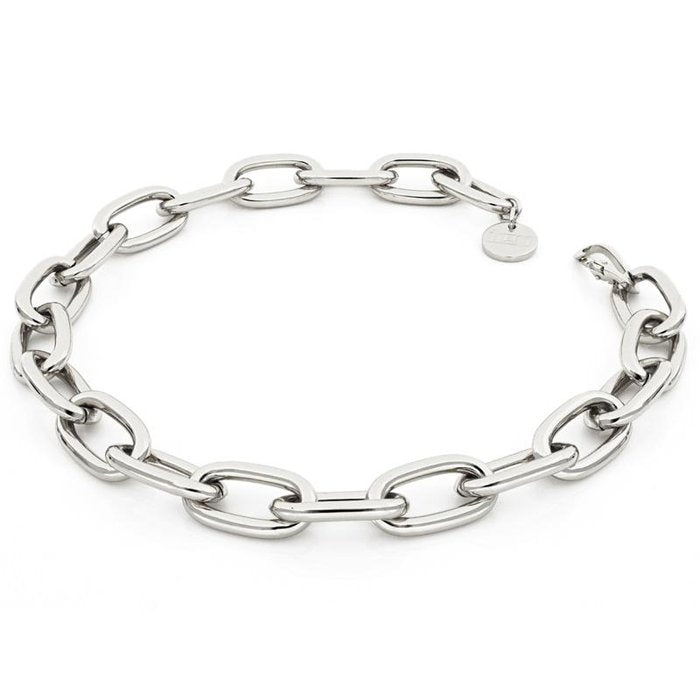 Collana con catena forzatina in bronzo argentato lucido