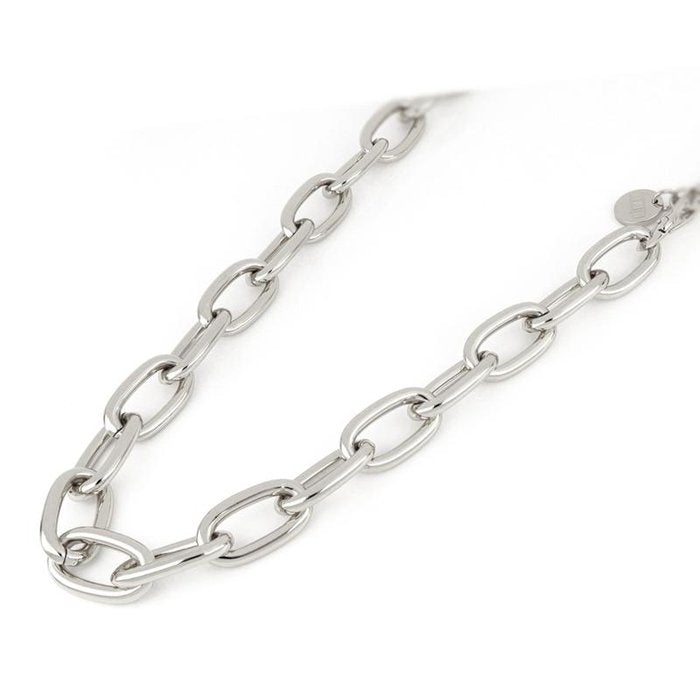 Collana catena lunga in bronzo argentato lucido