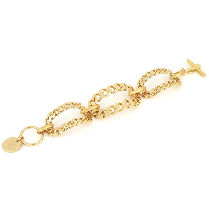 Bracciale in bronzo dorato con tre maglie maxi