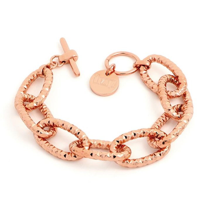 Bracciale catena maxi in bronzo dorato rosa