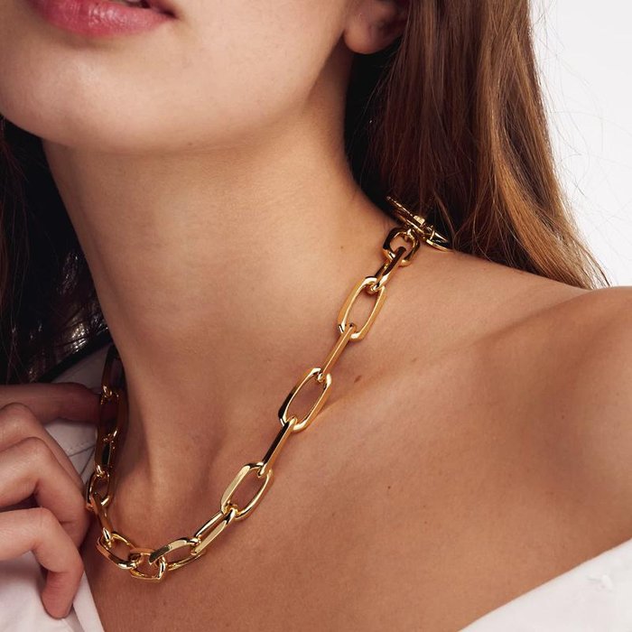 Collana in bronzo dorato catena forzatina