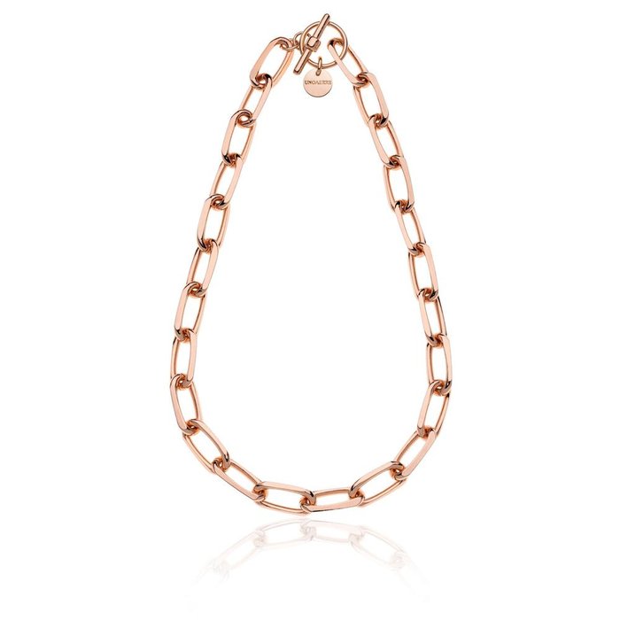 Collana in bronzo dorato rosa catena forzatina