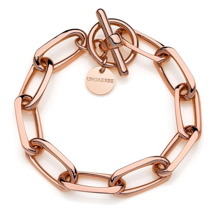 Bracciale in bronzo dorato rosa catena forzatina