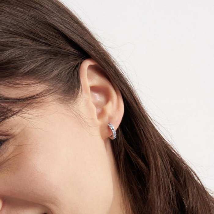 Silver earrings with blue cubic zirconia
