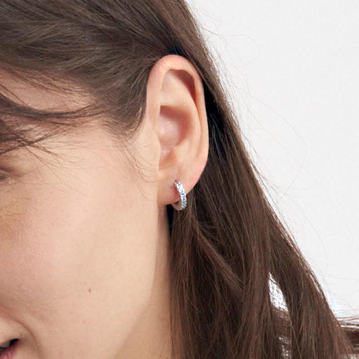 Silver earrings with blue cubic zirconia