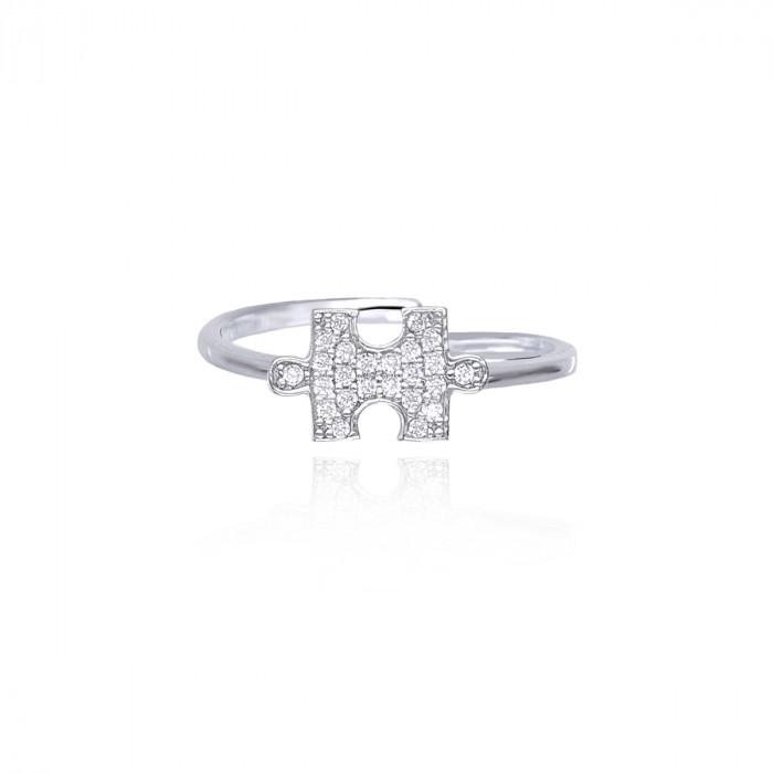 Anello aperto centrale puzzle zirconi - gioielleriaperdichizzi.it