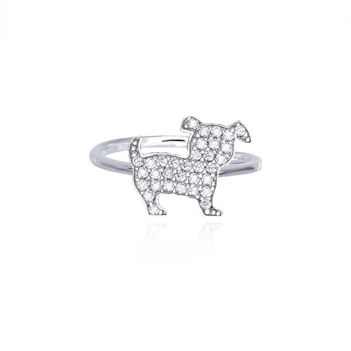 Anello aperto centrale cane zirconi - gioielleriaperdichizzi.it
