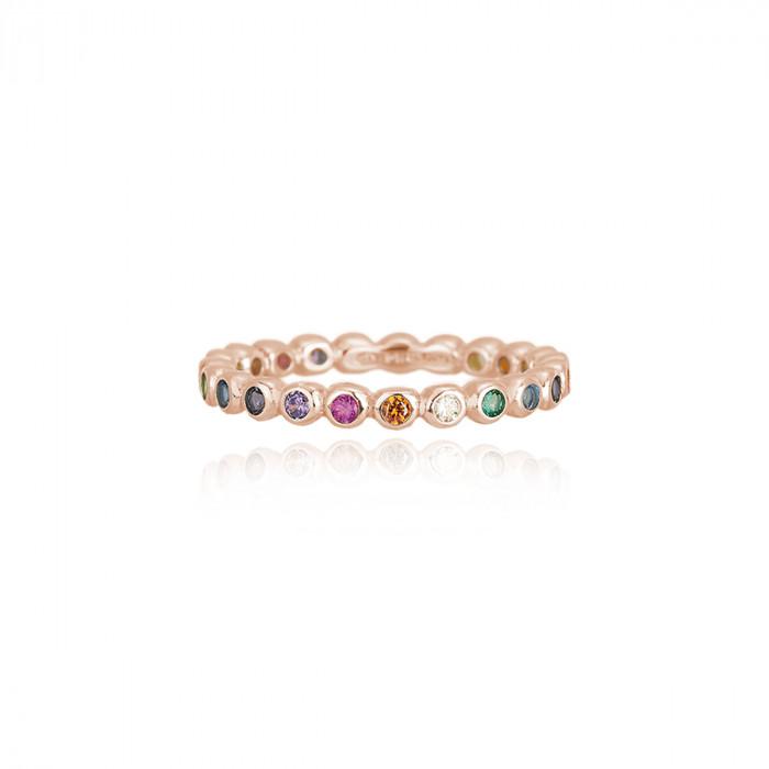 Anello rosè giro zirconi colorati - gioielleriaperdichizzi.it