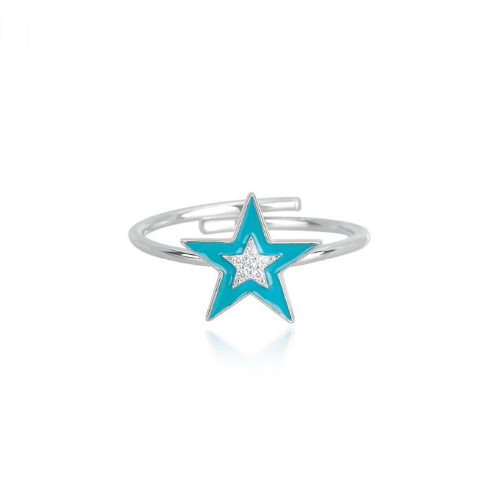 Anello stella smalto azzurro zirconi - gioielleriaperdichizzi.it