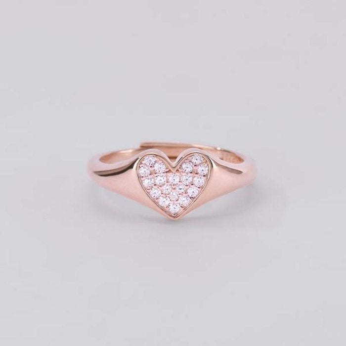 HEART PAVÉ SIGNET RING