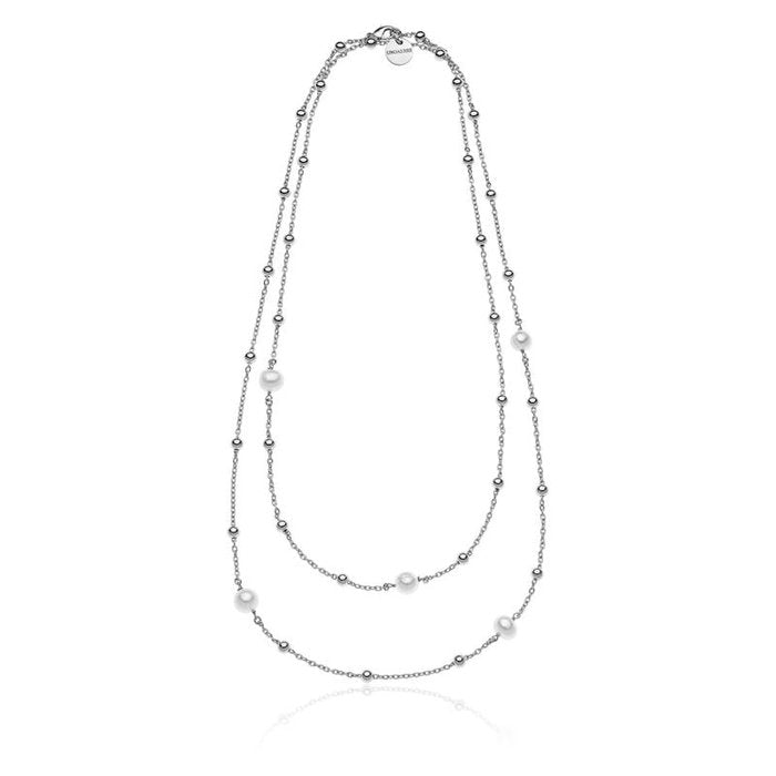 Collana di catena e perle naturali