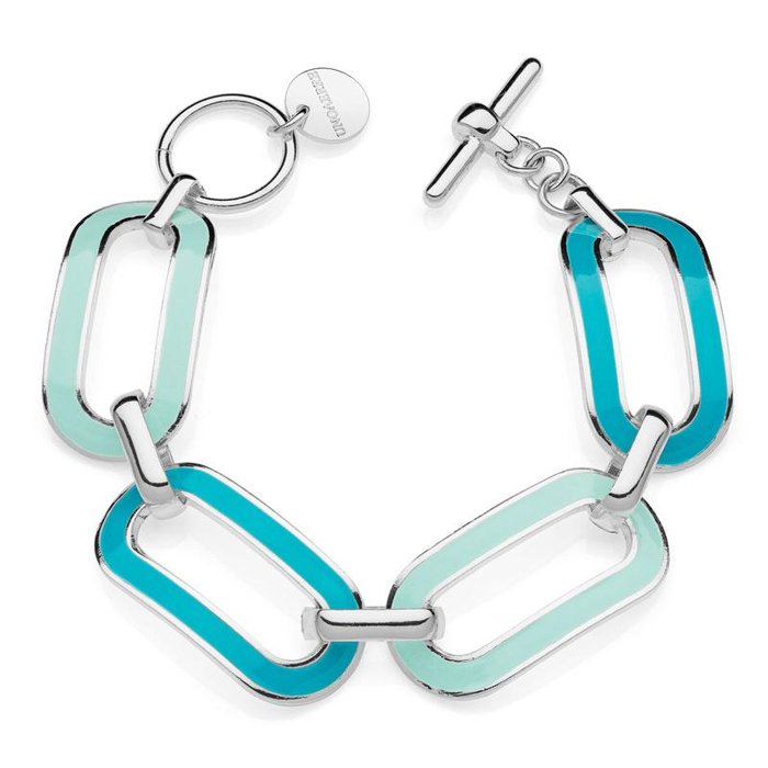 Bracciale argentato con smalto azzurro