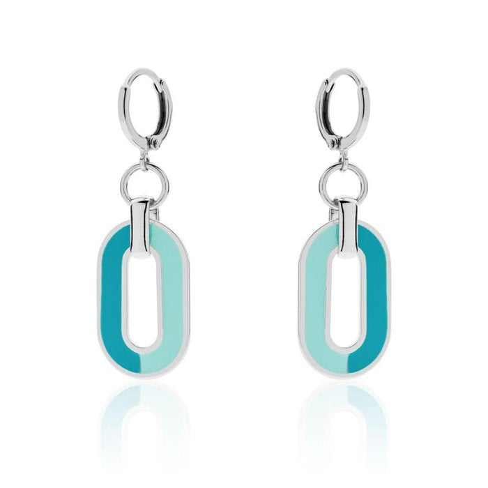 Orecchini in bronzo argentato con smalto azzurro