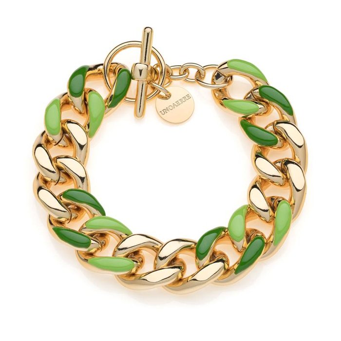 Bracciale groumette con smalto verde