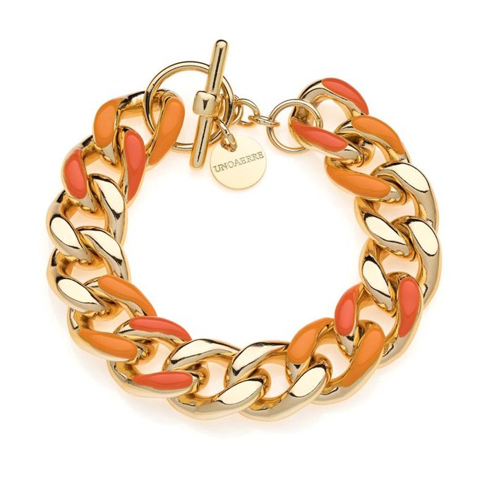 Bracciale groumette con smalto arancio