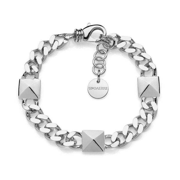 Bracciale grumetta argentato con elementi piramide